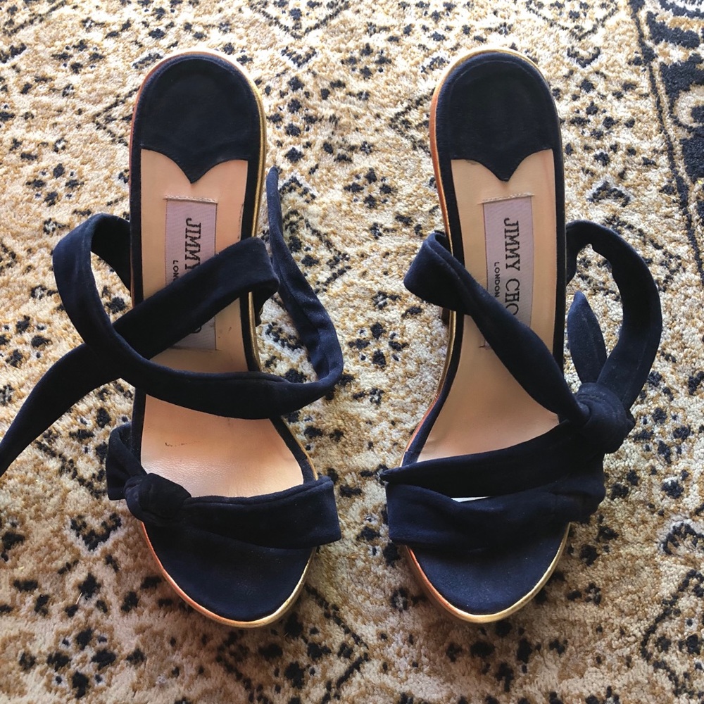 *NWOB* Jimmy Choo Blue Suede Ankle Tie Heels